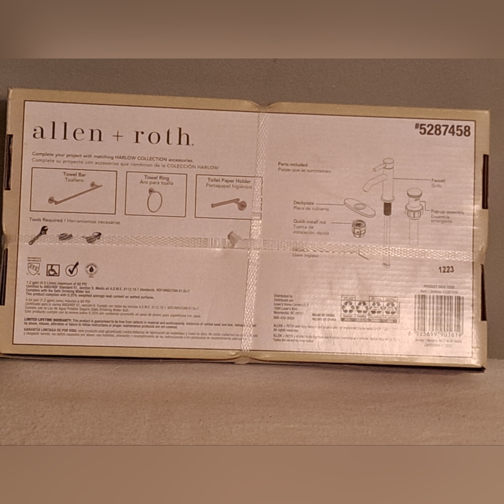 Bath Faucet Single Handle Silver Allen + Roth #5287458 New - Picture 5 of 7